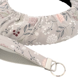 Gray Floral Boho Cotton Steering Wheel Cover-Non Slip-Flannel Lining-Sized-Trash Bag, Seat Belt Cover, Keychain Car Accessories-Bestie Gift