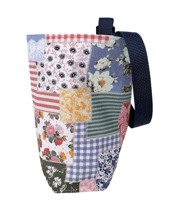 Blue Boho Patchwork Water Repellent Car Trash Bag-Auto Garbage Bag – Headrest & Center Console Hanging Organizer