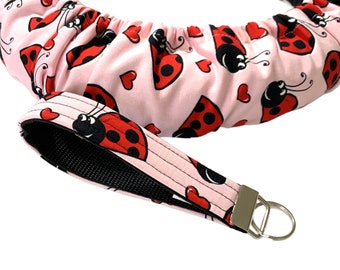 Ladybug Cotton Steering Wheel Cover-Non Slip, Full Flannel Lining for Padding-Sized to Fit Vehicles-Bestie Gift-Cute Car Accessory