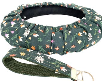 Whimsical Green Cotton Steering Wheel Cover-Sized to Vehicle, Anti Slip, Full Flannel Lining
