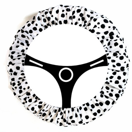 Discover Dalmatian Spots Black/White Cotton Steering Wheel Cover