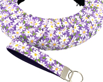 Daisy Purple Steering Wheel Cover, Custom Fitted, Non Slip, Lined, Cute Car Accessories