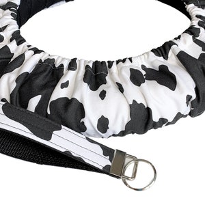 Cow Black & White Cotton Steering Wheel Cover-Non Slip Grip-Flannel Lining for Padding-Custom Fitted to Your Vehicle-Car Accessory Options SWC + KC