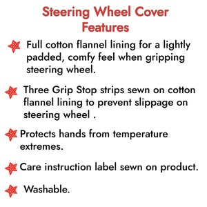 Cow Black & White Cotton Steering Wheel Cover-Non Slip Grip-Flannel Lining for Padding-Custom Fitted to Your Vehicle-Car Accessory Options image 3