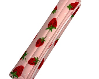 Strawberry Seat Belt Cover-10 inch Seat Belt Strap Cover-Comfy, Cushiony Strap Cover-Floral Car Accessory