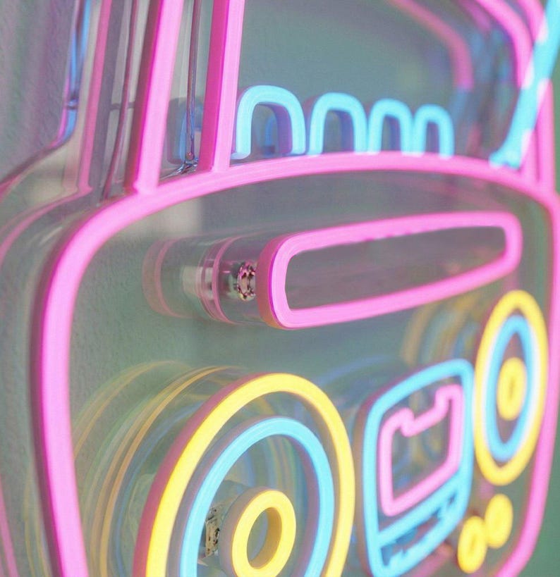 Retro Radio Neon Sign, Boombox LED Light, Music Lover Gift, Bedroom ...