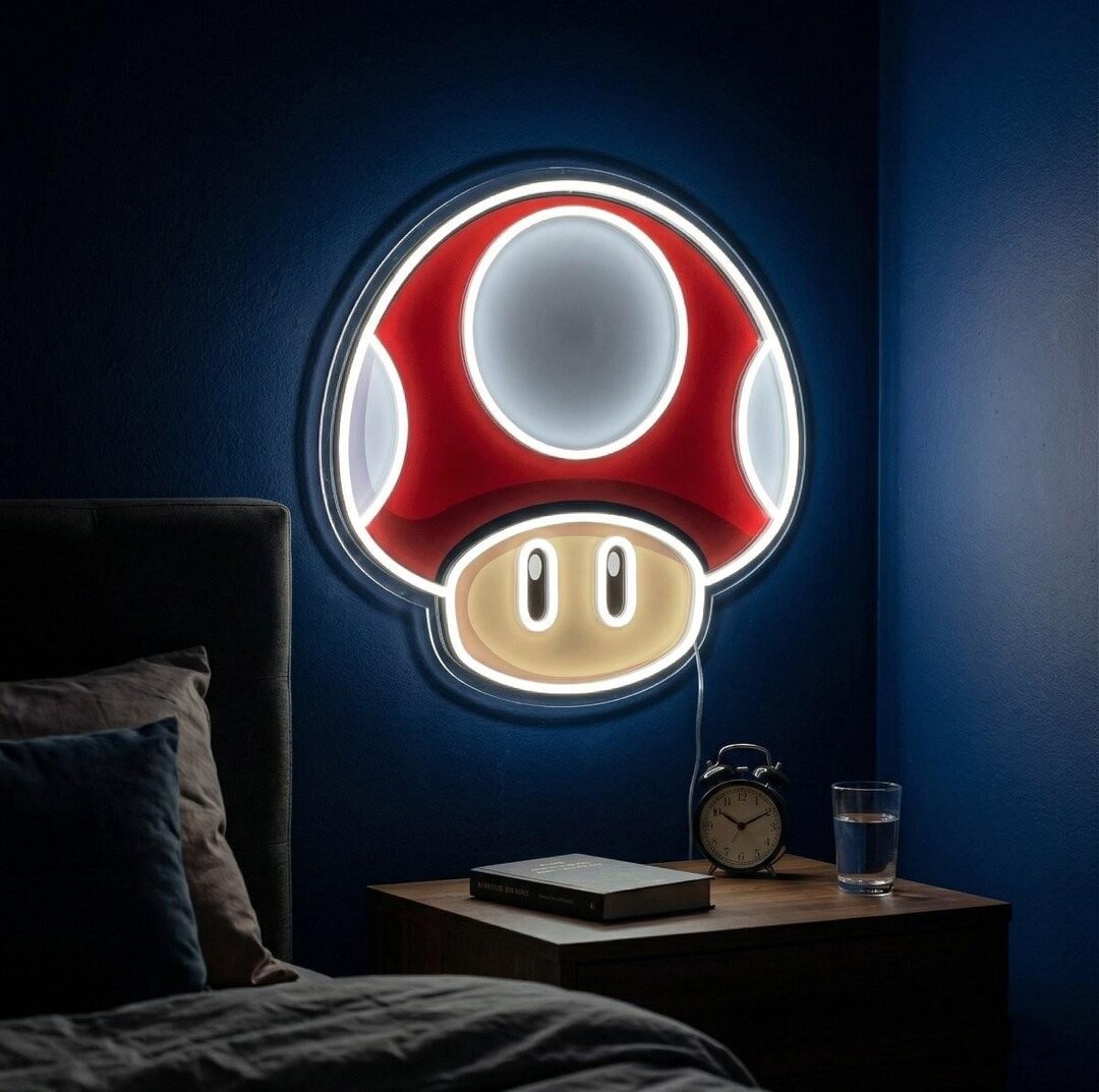 Super Mario Toad Neon LED Sign, Mario UV Glow Gaming Light, Nintendo ...