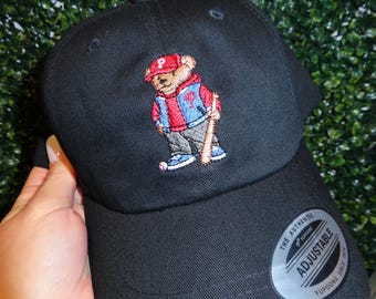Embroidered Baseball Bear Dad Hat | Streetwear Cap, Low Profile Strapback
