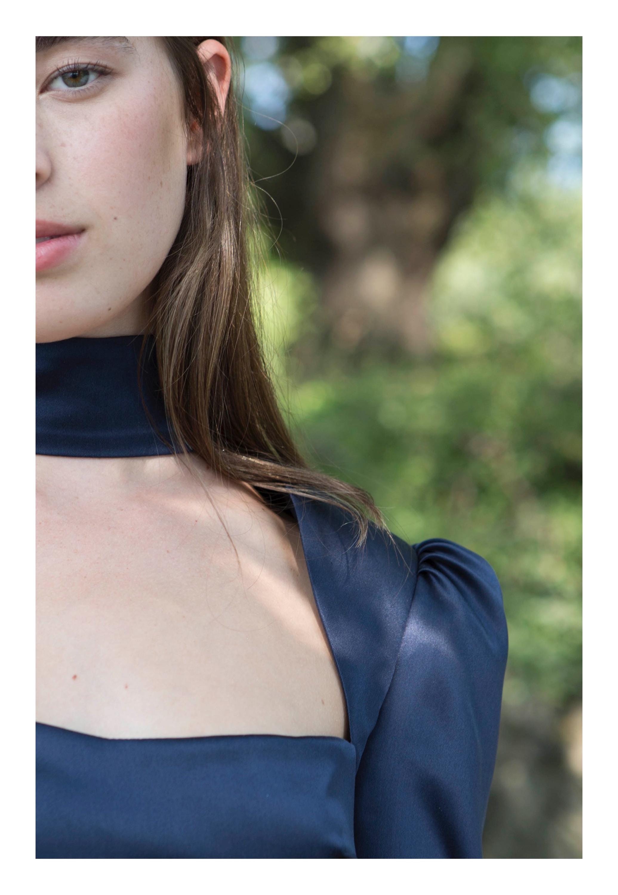 blue choker dress Long Sweetheart Prom Dress with Gloves main image 1