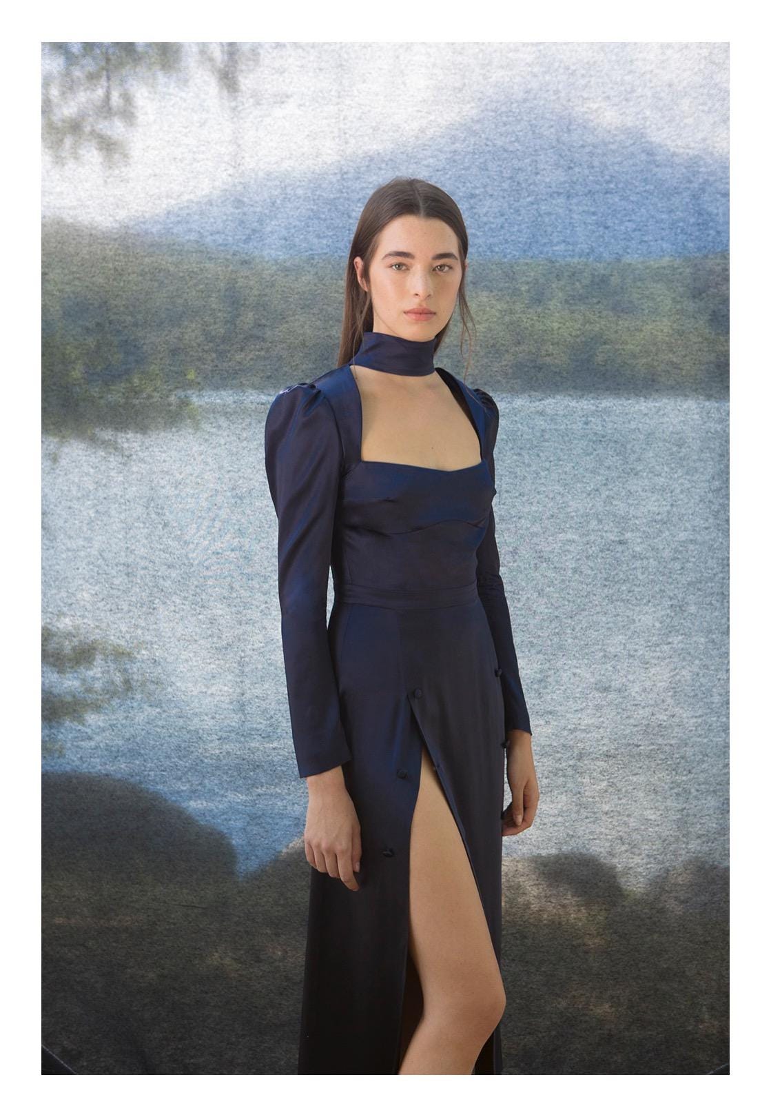 Navy Silk Choker Dress - Etsy