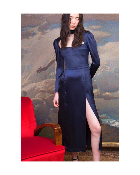 Navy Silk Choker Dress - Etsy