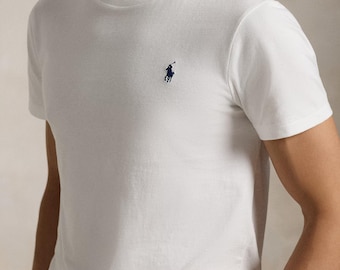 Camiseta blanca de cuello redondo de punto de corte clásico para hombre de Ralph Lauren