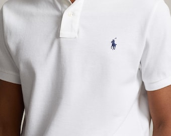 Polo Ralph Lauren Men's Custom Slim Fit Mesh White Polo Shirt