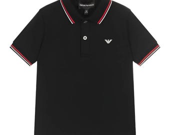 Emporio Armani Kids Juniors Black Cotton Polo T-shirt