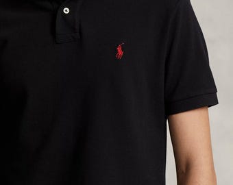 Polo Ralph Lauren Men's Custom Slim Fit Mesh Black Polo Shirt