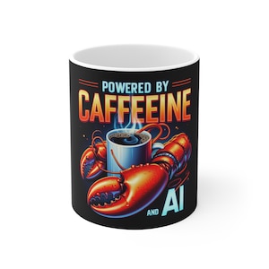 Aangedreven door cafeïne en AI-mok | Illustratie koffiekreeft