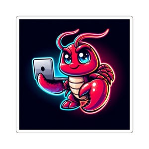Grappige AI-sticker - Lobster Claw Tech Humor - cadeau programmeur - sticker ontwikkelaar
