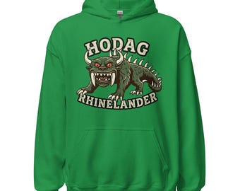 Hodag Rhinelander Wisconsin Hoodie, Rustic Folklore Pullover Sweatshirt