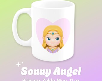 Sonny Angel Princess Zelda Heart Mug, Cute Fantasy Coffee Cup (11oz)