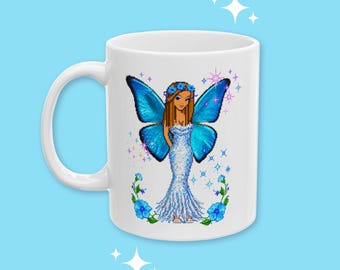 Dollzmania Butterfly Girl Mug, Coffee Cup (11oz)