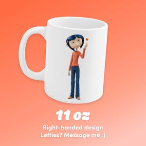 Coraline Inspired Mug, Orange Heart Coffee Cup (11oz) image 3