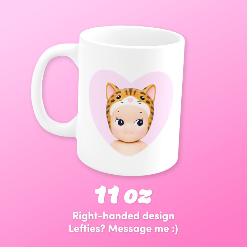 Sonny Angel Bengal Cat Heart Mug, Bengal Cat Lover Coffee Cup (11oz) image 3