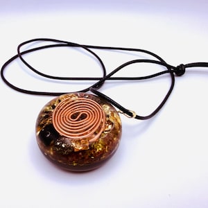 Orgonite Necklace, Shungite, Pyrite, SBB Coil, Copper, MWO Disk. EMF Harmoniser