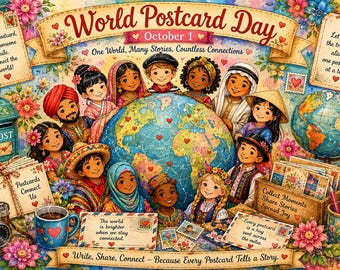 Happy World Postcard Day Cards (Set of 3)