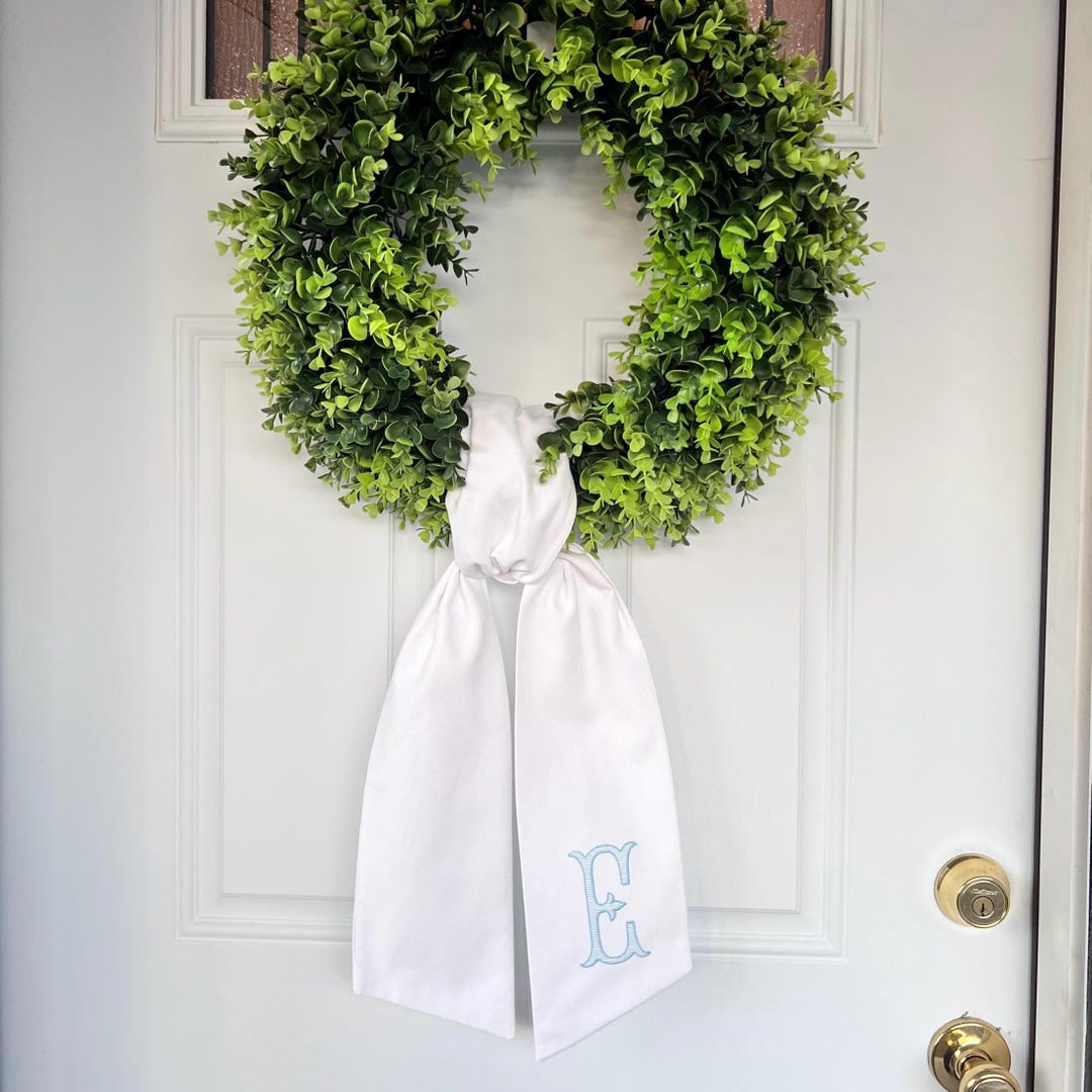 Embroidered Initial Wreath Sash