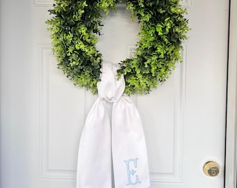 Embroidered Initial Wreath Sash