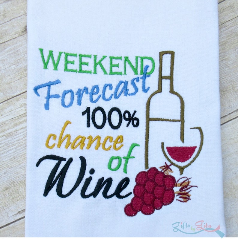 Embroidered Wine Saying Towels Humorous Towels Wine Etsy