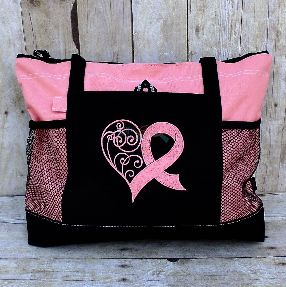 WCN initials, Pink Ribbon, Tote Bag