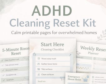 ADHD向け掃除リセットキット｜印刷可能なチェックリスト、プランナー（デジタルダウンロード）
