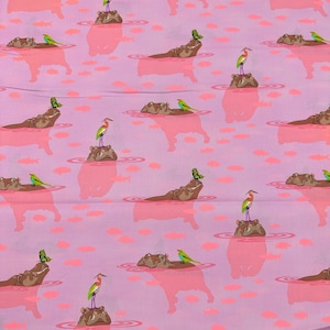 1 Yard Tula Pink Everglow My Hippos Dont Lie Nova Cotton Fabric, Free Spirit Fabrics