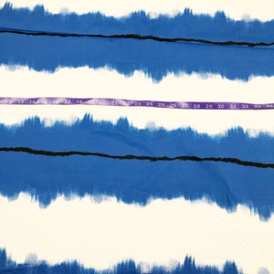 1 Yard Italian Luxury Fashion House Blue and White Stripe Stretch Cotton Fabric By the Yard image 6