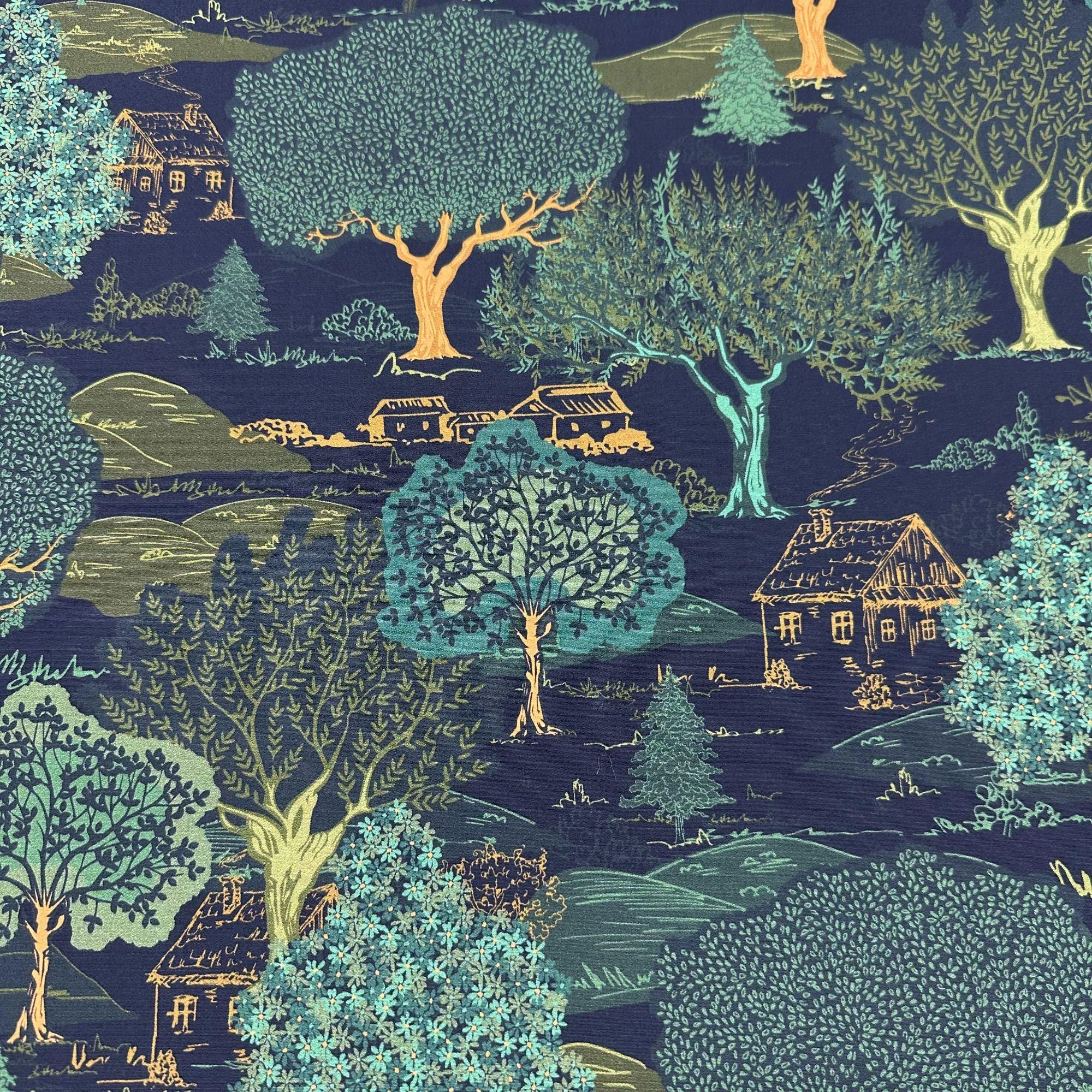 Tela de algodón Maureen Cracknell de Abode Hillside Cottage, 1 yarda, Art Gallery Fabrics ABO54605