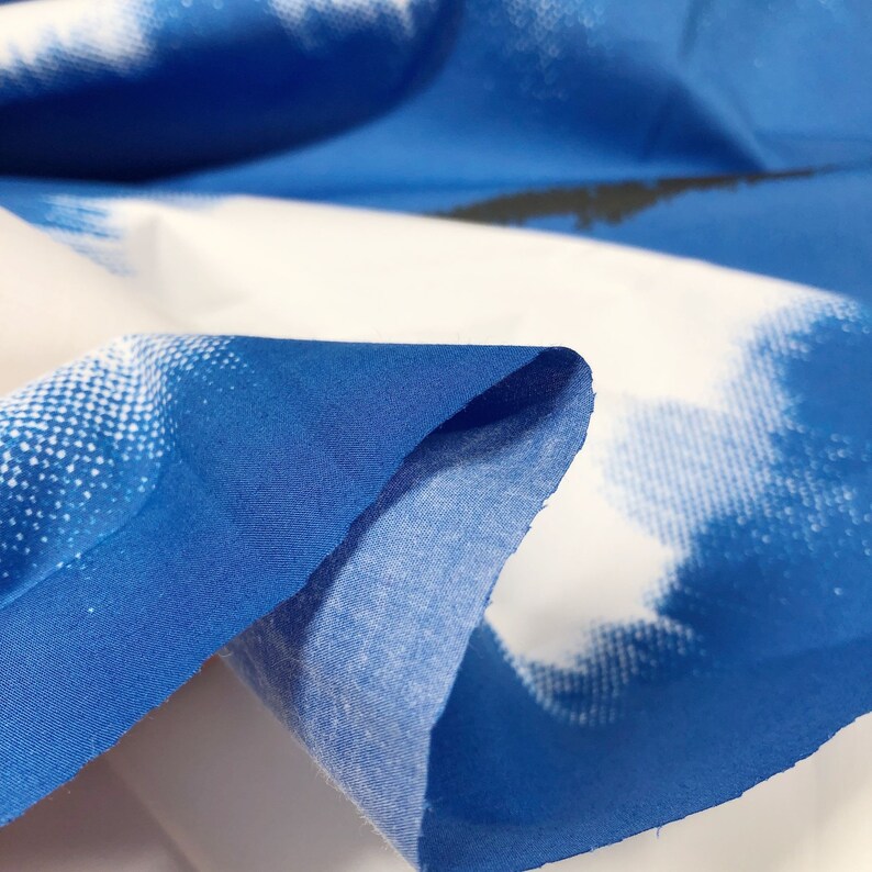 1 Yard Italian Luxury Fashion House Blue and White Stripe Stretch Cotton Fabric By the Yard image 4