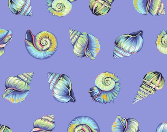 1 Yard Lil Shelly - Ultraviolet || Floral Reef Cotton Fabric by Tula Pink for Free Spirit PWTP266.MARINE