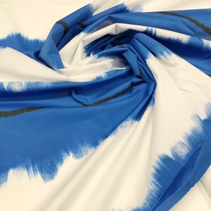 1 Yard Italian Luxury Fashion House Blue and White Stripe Stretch Cotton Fabric By the Yard image 3