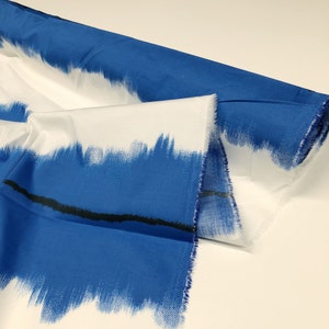 1 Yard Italian Luxury Fashion House Blue and White Stripe Stretch Cotton Fabric By the Yard image 2