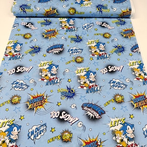 1 Yard Sonic the Hedgehog Tails & Sonic Cotton Fabric Robert Kaufman - Etsy