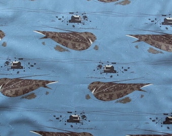 1 Yard Whip Poor Will CH-250 Charley Harper Organic Cotton Poplin Fabrics By Birch Fabrics