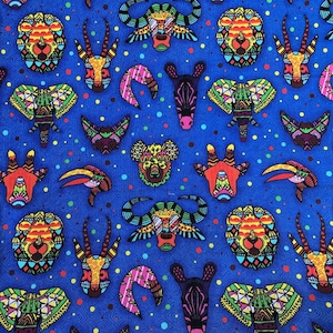 1 Yard Paintbrush Studio Ubuntu Tribal Masks Cotton Fabric