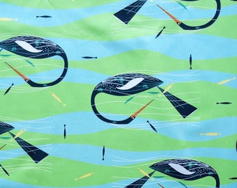 1 Yard Anhinga Poplin Poplin CH-335 Charley Harper Organic Cotton Poplin Fabric, Birch Fabrics