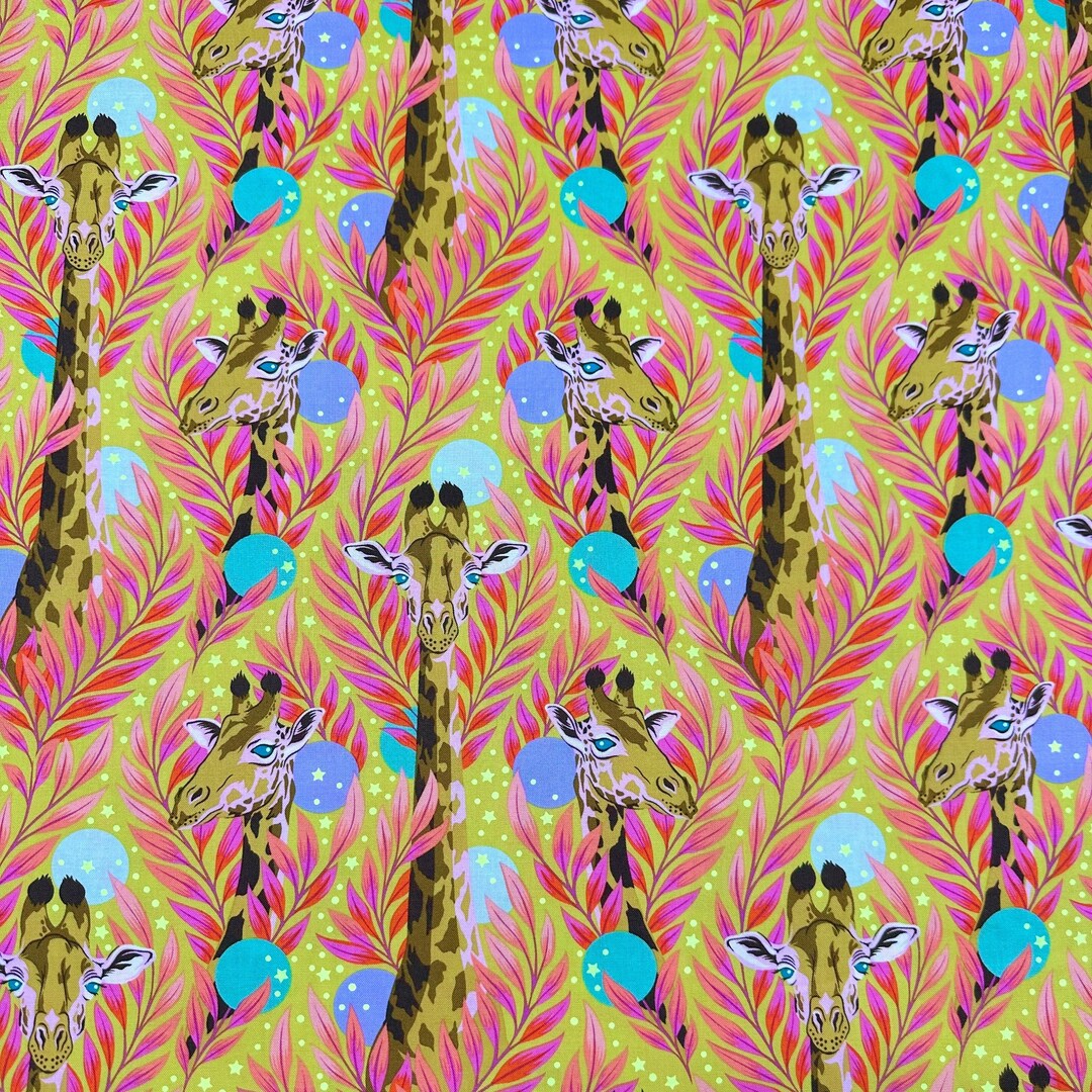 1 Yard Tula Pink Everglow Giraffes Neck for Days Moon Beam Cotton