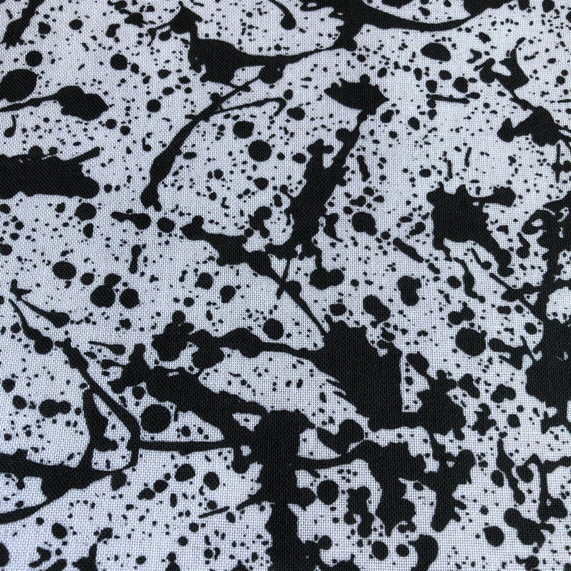 1 Yard Black White Splatter Paint Quilting Cotton Fabric Etsy