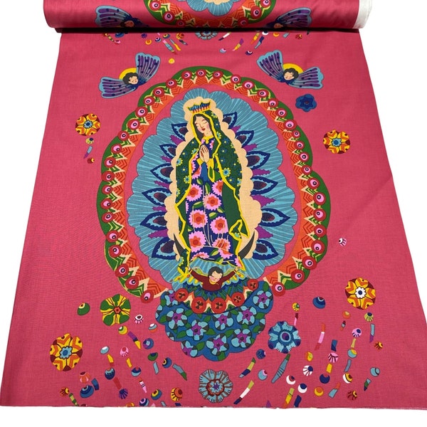 1 Panel Alexander Henry Our Lady of Guadalupe Pink Cotton Fabric