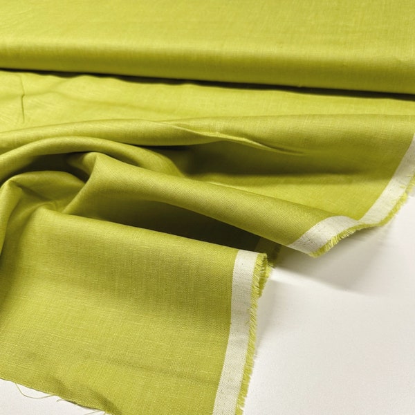 1 Yard Piney Yarn Dyed Organic Linen from Birch Fabrics Chartreuse