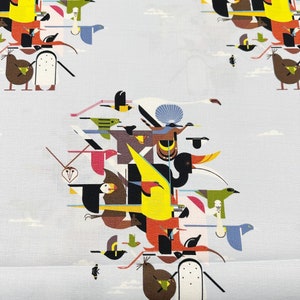 1 Yard Charley Harper Wings of the World Barkcloth By Birch Fabrics