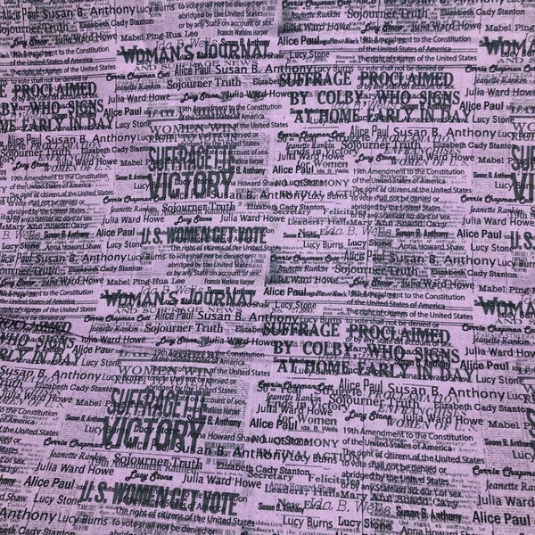 1 Yard Benartex Votes For Women Suffrage Purple Quilt Cotton Fabric